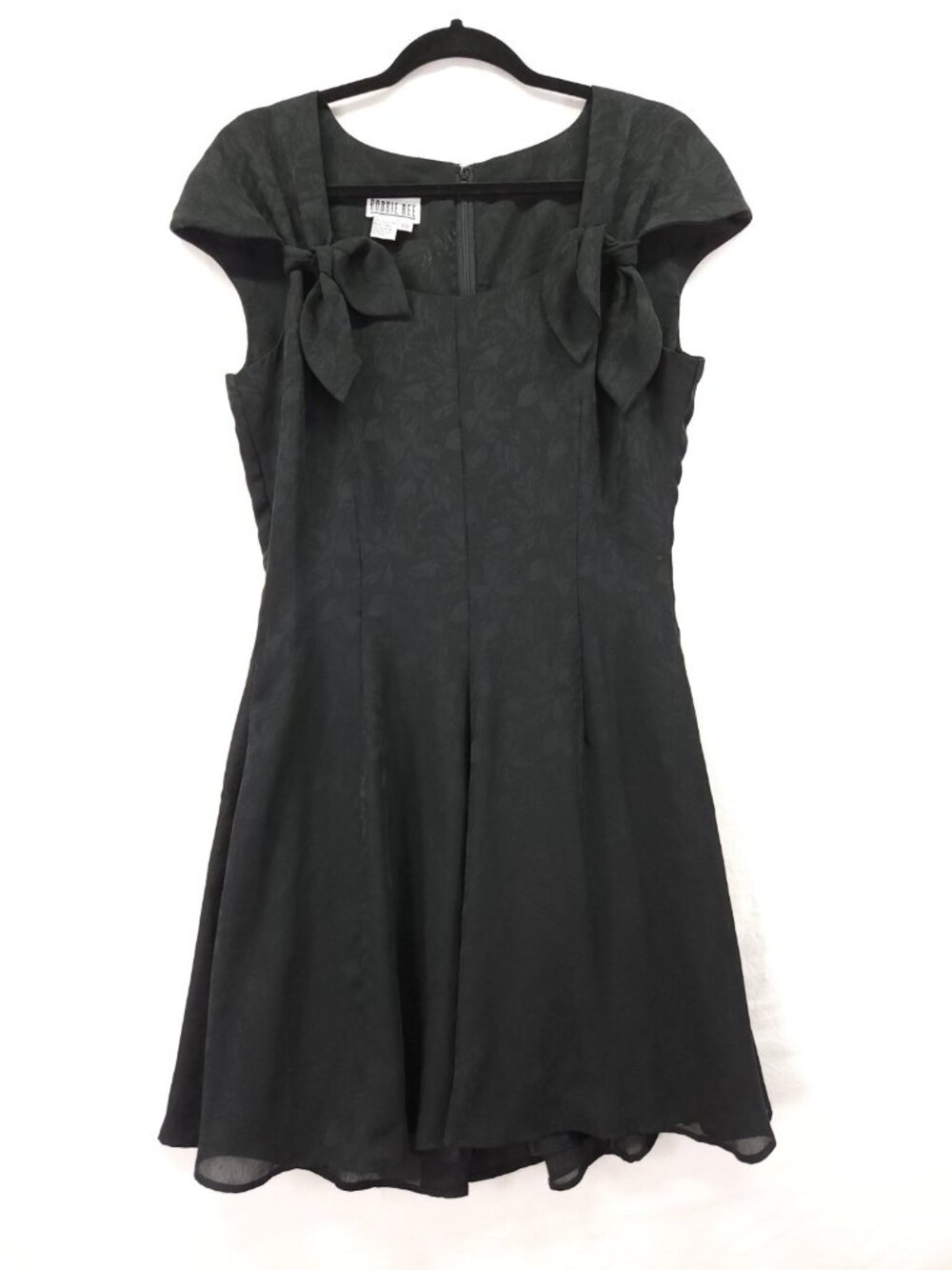 Vintage Robbie Bee 10 Little Black Dress Jacquard Bow Fit & Flare Whimsigoth
